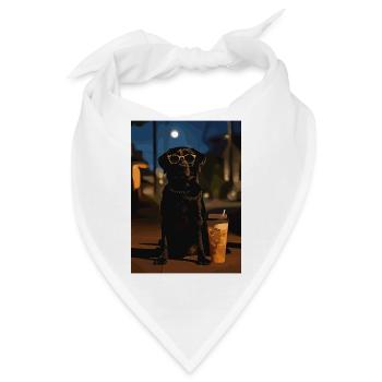 Nachtpudel mit Sonnenbrille - Bandana - Weiß - Vorne