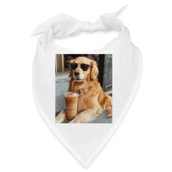Sonnenbrillenhund Latte-Genuss - Bandana - Weiß - Vorne