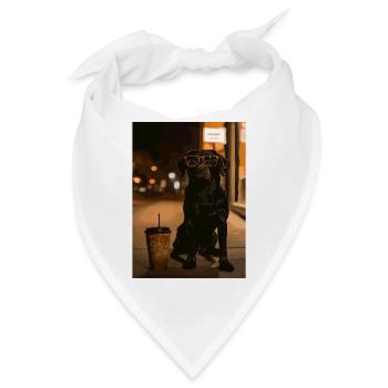 Nachtlicher Hund mit Sonnenbrille - Bandana - Weiß - Vorne