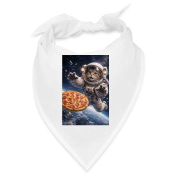 Astronautenkatze rettet Pizza im All - Bandana - Weiß - Vorne