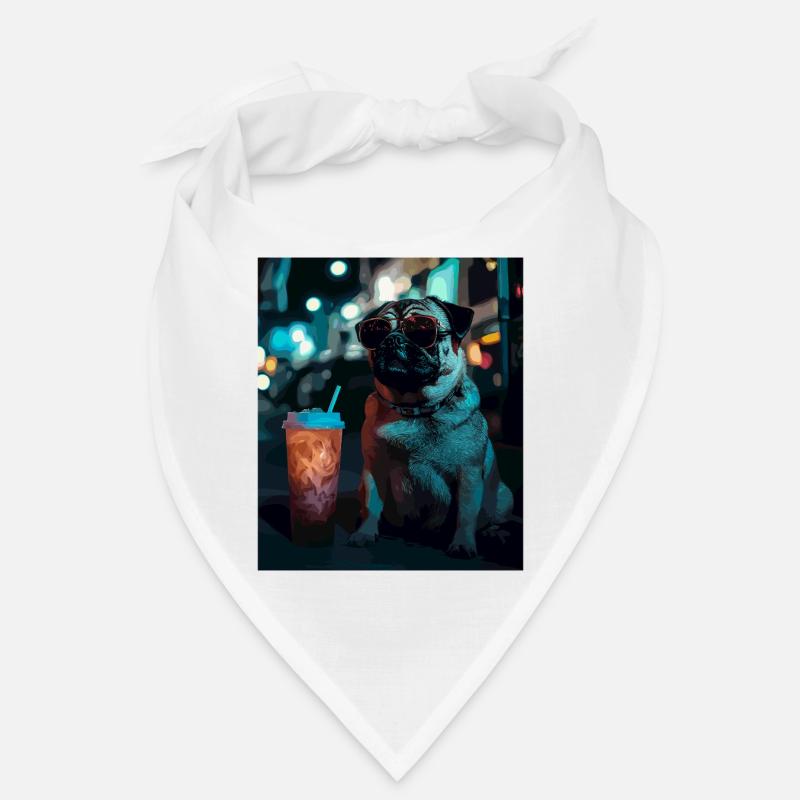 Neon-Pug im Nachtleben Bandana