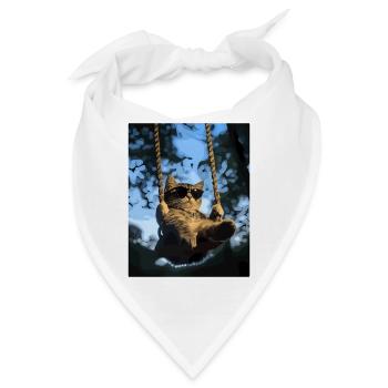 Katze schaukelt im Sonnenlicht - Bandana - Weiß - Vorne
