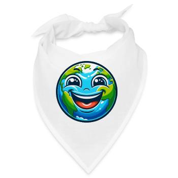 Fröhliche Erde Cartoon - Bandana - Weiß - Vorne