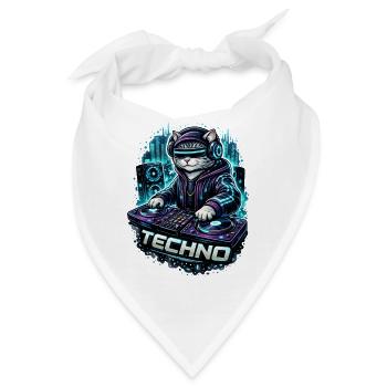 Techno-Kater am DJ-Pult - Bandana - Weiß - Vorne