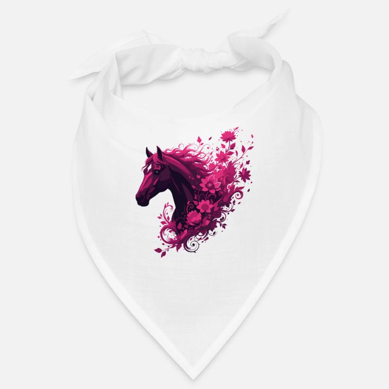 Cheval magenta avec tourbillon de fleurs Bandana