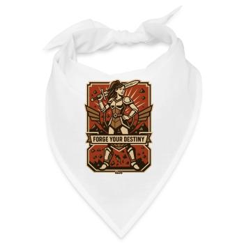 Kriegerin mit Schwert und Schriftzug - Bandana - Weiß - Vorne