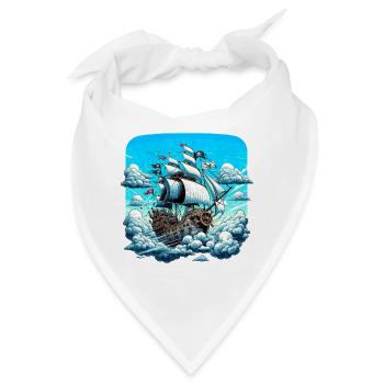 Piratenschiff über Wolkenmeer - Bandana - Weiß - Vorne