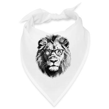 Löwe mit Brille - Bandana - Weiß - Vorne
