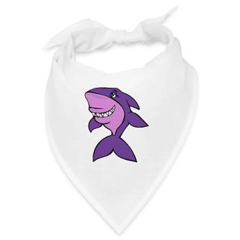 Lila Hai Cartoon-Grinsen - Bandana - Weiß - Vorne