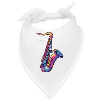 Neon-Saxophon Farbspektrum - Bandana - Weiß - Vorne