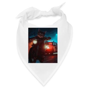 Nachtkatze auf Motorrad Noir - Bandana - Weiß - Vorne