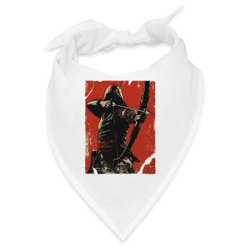 Kapuzen Bogenschütze auf rotem Hintergrund - Bandana - Weiß - Vorne