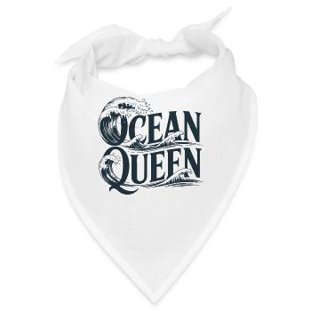 Ocean Queen - Wellen Typografie Design - Bandana - Weiß - Vorne