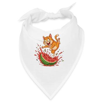 Katzen Sommer Wassermelone Spritzer - Bandana - Weiß - Vorne