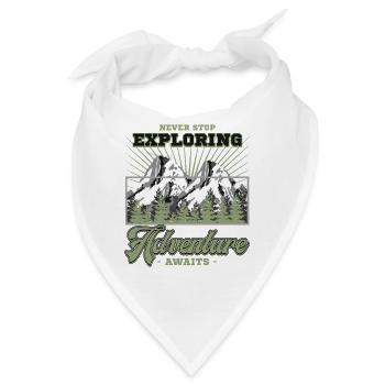 Never Stop Exploring Adventure Awaits Mountain Art - Bandana - Weiß - Vorne