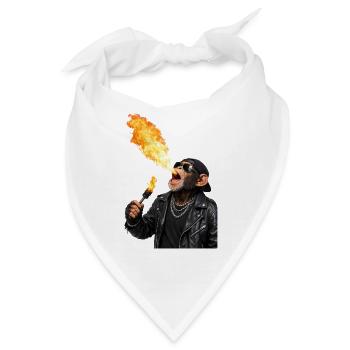 Flammenaffe Rocker Lederjacke - Bandana - Weiß - Vorne