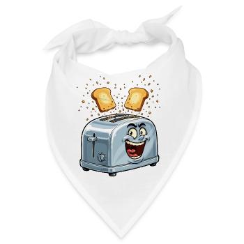Fröhlicher Toaster mit springendem Toast - Bandana - Weiß - Vorne