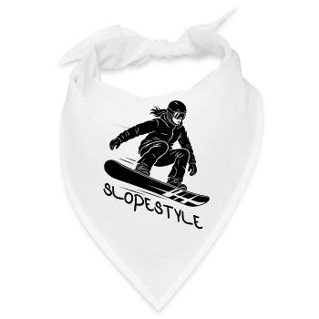Slopestyle Snowboard Action Geschenk - Bandana - Weiß - Vorne