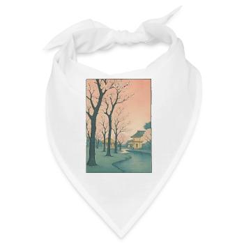 Traditioneller Japanischer Kirschblüten - Bandana - Weiß - Vorne