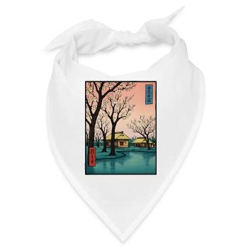Traditioneller Japanischer Kirschblüten - Bandana - Weiß - Vorne