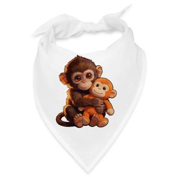 Süßer Baby Affe gibt Faustschlag Monkey Punch - Bandana - Weiß - Vorne