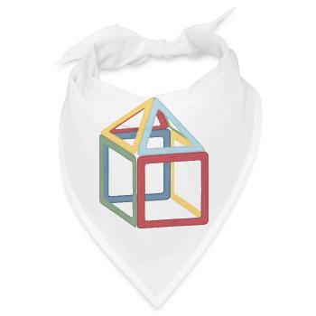 Bunte Kubus-Block Komposition - Bandana - Weiß - Vorne