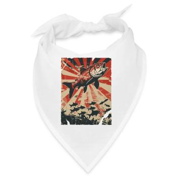 Springender Fisch im Retro Poster Stil - Bandana - Weiß - Vorne