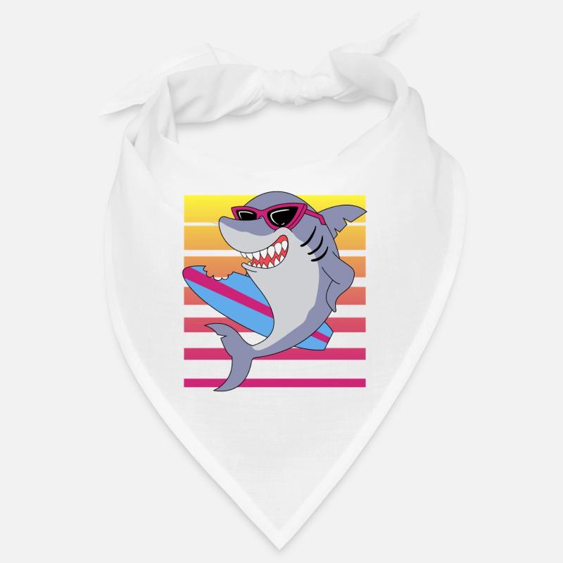 Retro Surfing Shark With Sunglasses Graphic Bandana