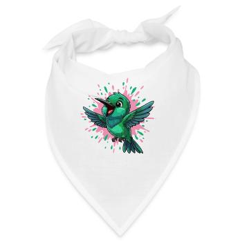 Farbenfroher Kolibri mit Farbsplash - Bandana - Weiß - Vorne