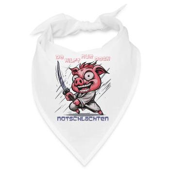 Schwein Krieger mit Katana - Bandana - Weiß - Vorne