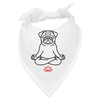 Mops Hund Zen Ausmalbild - Bandana - Weiß - Vorne