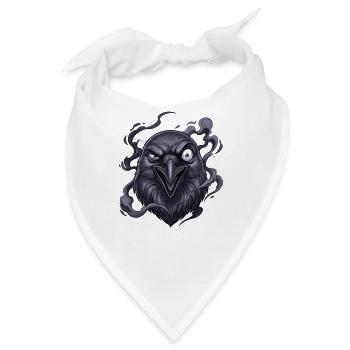 Dunkler Rabenkopf mit Rauch - Bandana - Weiß - Vorne