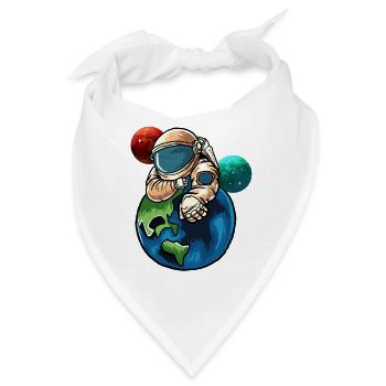 Astronaut umarmt Erde - Bandana - Weiß - Vorne