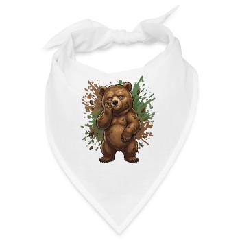Waldbär im Schlamm - Bandana - Weiß - Vorne