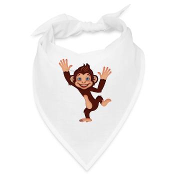 Happy Dancing Monkey Cute Jungle Cartoon Art - Bandana - Weiß - Vorne