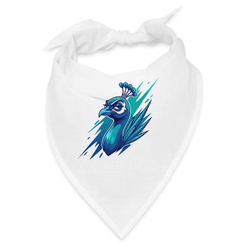 Neonblauer Pfauenkopf - Bandana - Weiß - Vorne