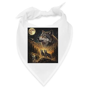 Mondlicht Wolf: Nachtwald-Wächter - Bandana - Weiß - Vorne