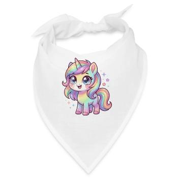 Pastellregen-Einhorn Chibi - Bandana - Weiß - Vorne
