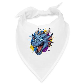 Blauer Drachenkopf Neon-Splash - Bandana - Weiß - Vorne