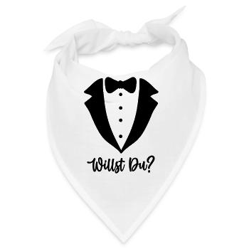WILLST DU Antrag Hochzeitsantrag Verlobung Heirat - Bandana - Weiß - Vorne