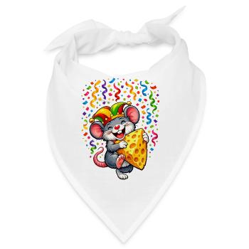 Karneval Maus Käse Konfetti Regen Karneval Köstum - Bandana - Weiß - Vorne