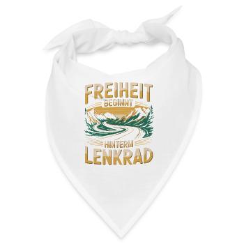  Freiheit Beginnt Hinterm Lenkrad Roadtrip Berge - Bandana - Weiß - Vorne