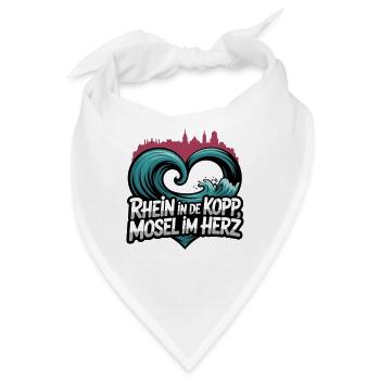  Rhein In De Kopp Mosel Im Herz Heimatliebe Für - Bandana - Weiß - Vorne