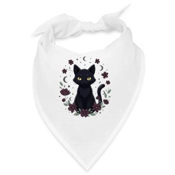 Mondnachtkatze Blumenkreis - Bandana - Weiß - Vorne