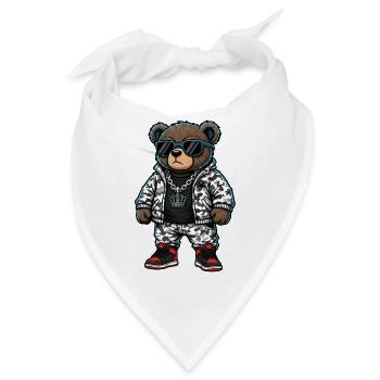 Cooler Bär in Camouflage Hoodie - Bandana - Weiß - Vorne