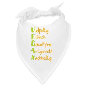 Vegane Werte: Vielfalt Ethik Nachhaltigkeit - Bandana - Weiß - Vorne