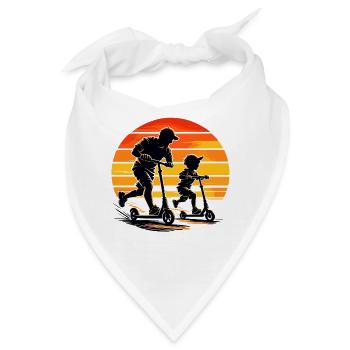Papa Sohn Rollerfahrt Vatertag Retro Bestseller - Bandana - Weiß - Vorne