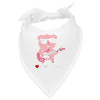 Schwein Rockt Gitarre - Bandana - Weiß - Vorne
