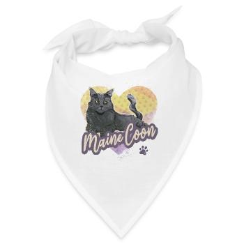 Maine Coon Katze Vintage Design für Katzen Freunde - Bandana - Weiß - Vorne