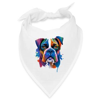 Boxer Dog Porträt Lebendige Ölgemälde Kunst - Bandana - Weiß - Vorne